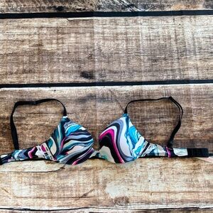 Pink 32A blue, black and pink bra